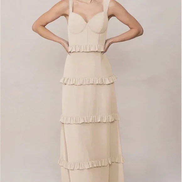 chinese dress ladies Nellie Ruffle Maxi Dress - Champagne main image 0